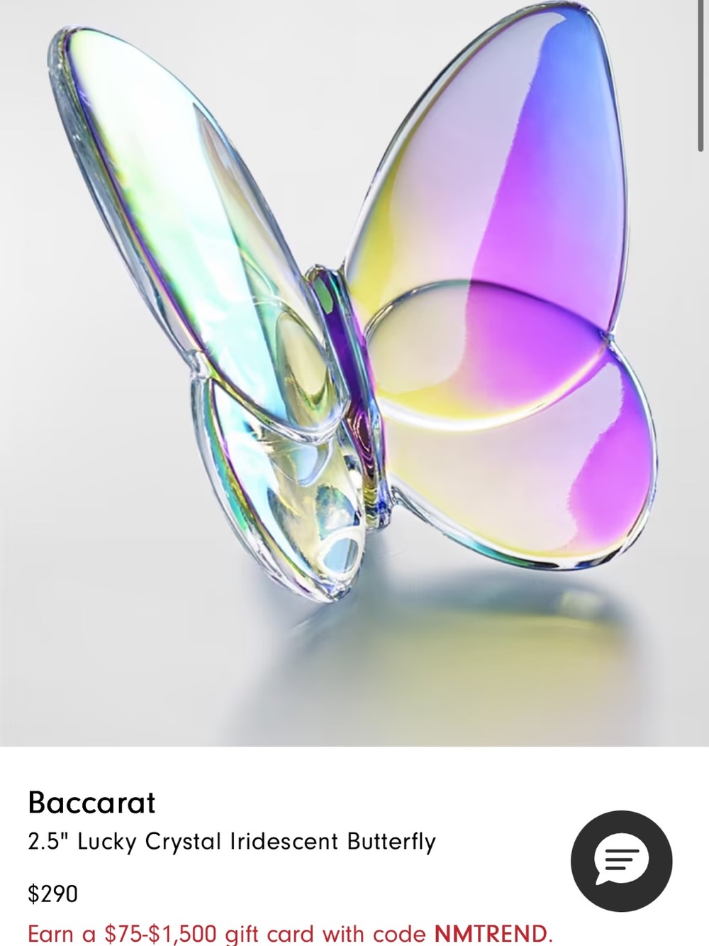 Baccarat Iridescent Crystal Butterfly